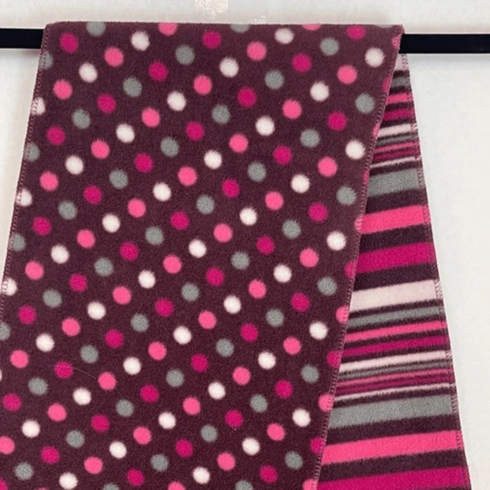 JOE BOXER Fleece Scarf‎ Women's OSFM Multicolor Polka Dot Stripe Fringe Design